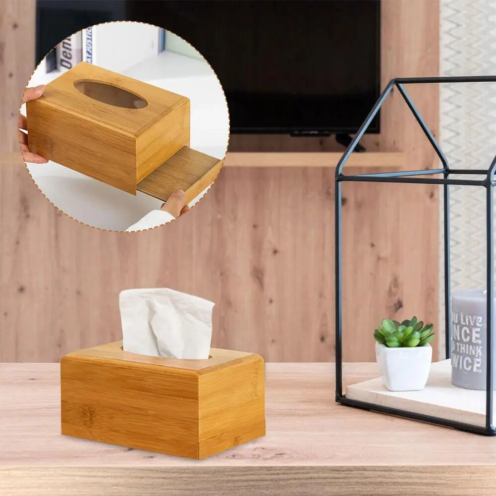 Bamboo And Wood Tissue Box Advertising Box Paper Drawing Box Home Storage Box Restaurant Paper Drawing Box Home Storage Box