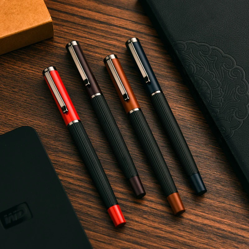 New Business Fashion Vertical Pattern Metal Gel Pen Wholesale Black Commercial Metal Signature Pen School Supplies Teacher Gifts - Image 2