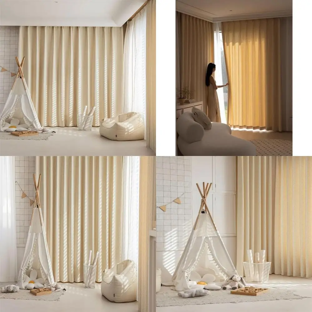 

colorful candy jacquard blackout curtains, 2-panel set for bedroom, beige noise-reducing window treatments, 138" width