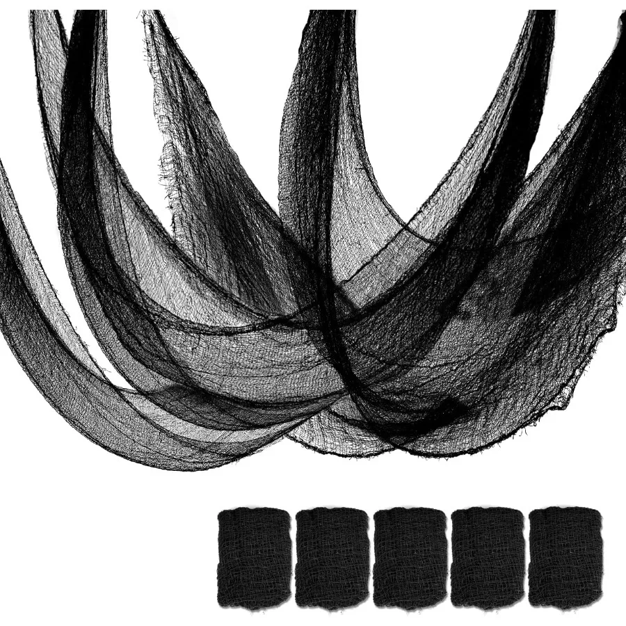 2/4m Halloween Gruseliger Gaze-Stoff Dekoration Schwarzer Gruseliger Halloween-Gaze-Wandbehang für Zuhause, Garten, Spukhaus-Party – Detail 7