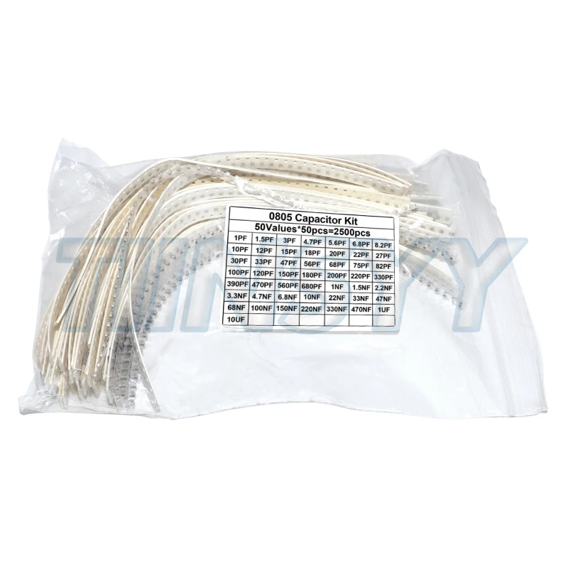 2500pcs 0402 0603 0805 SMD Ceramic Capacitor Assorted Kit 50Values 1pF - 10uF 100PF 10NF 100NF 0.47UF 1UF Chip Capacitance Set