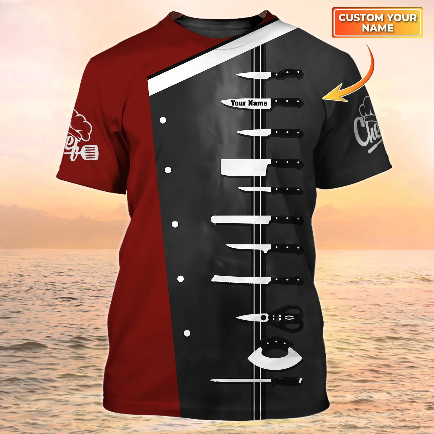 PLstar Cosmos Newest Summer Men's T-shirt Chef Personalized Name 3D Printed t shirt Unisex Casual Tops Gift For Chef DW162 image 5