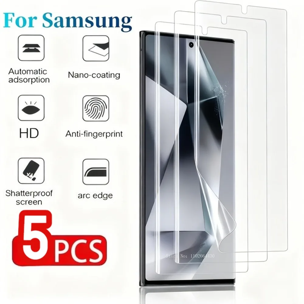5 Pieces HD Hydrogel Film Screen Protector for Samsung galaxy S25 S26 Plus S25 S26 Edge S25 S26 Ultra S25FE S26Pro Soft TPU Film