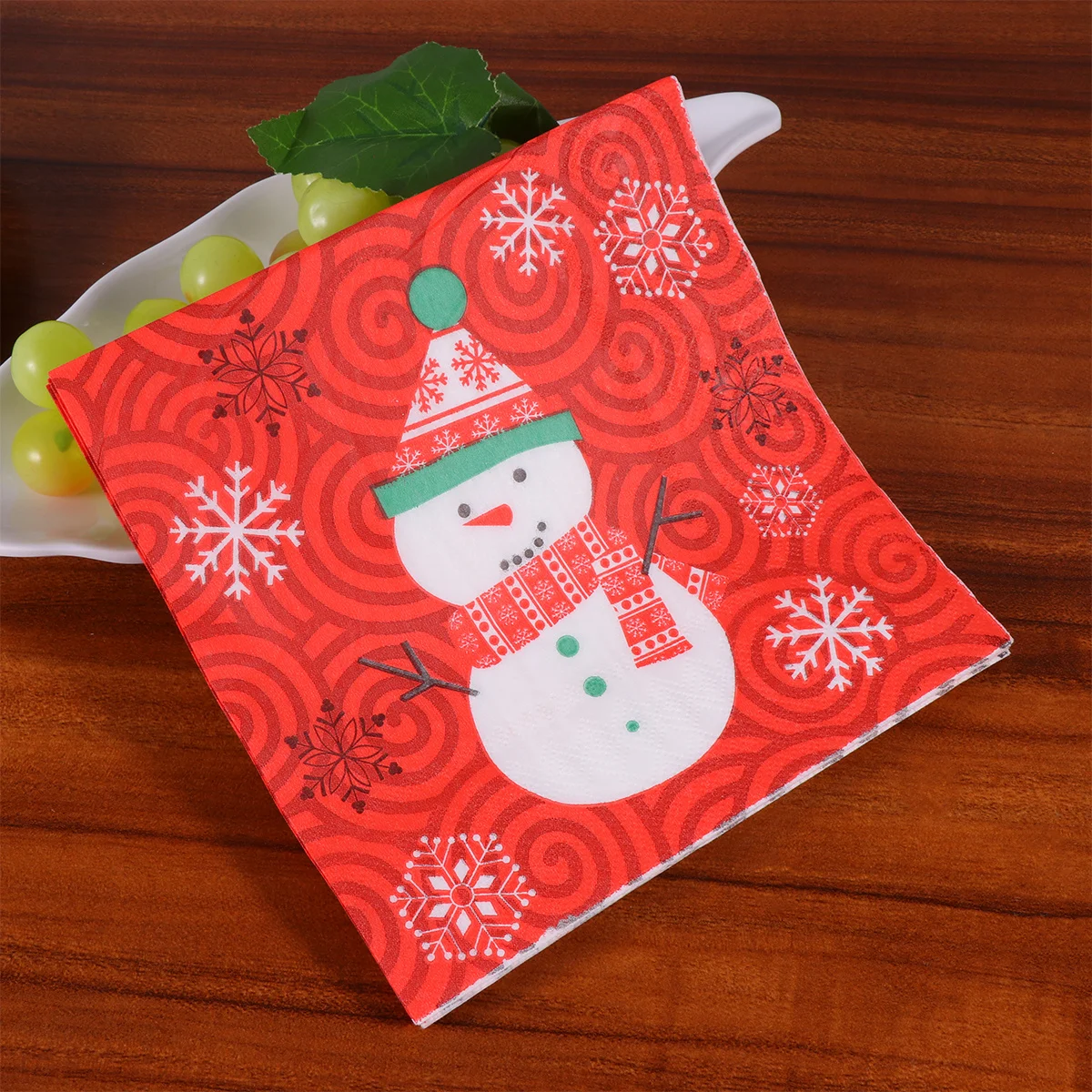 50 個のクリスマス雪だるま使い捨てナプキン鮮やかな色愛らしいグラフィック安全な使用クリスマスパーティーディナーティッシュ