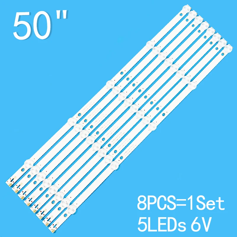 New 8PCS/lot 487mm 5LEDs For 50PUT6023 50PUT6002 50PUT6022 AOC LE50U7570/69 UNV MW3250-F-V 50USK1810T2 P50FN0117K P50FN117K