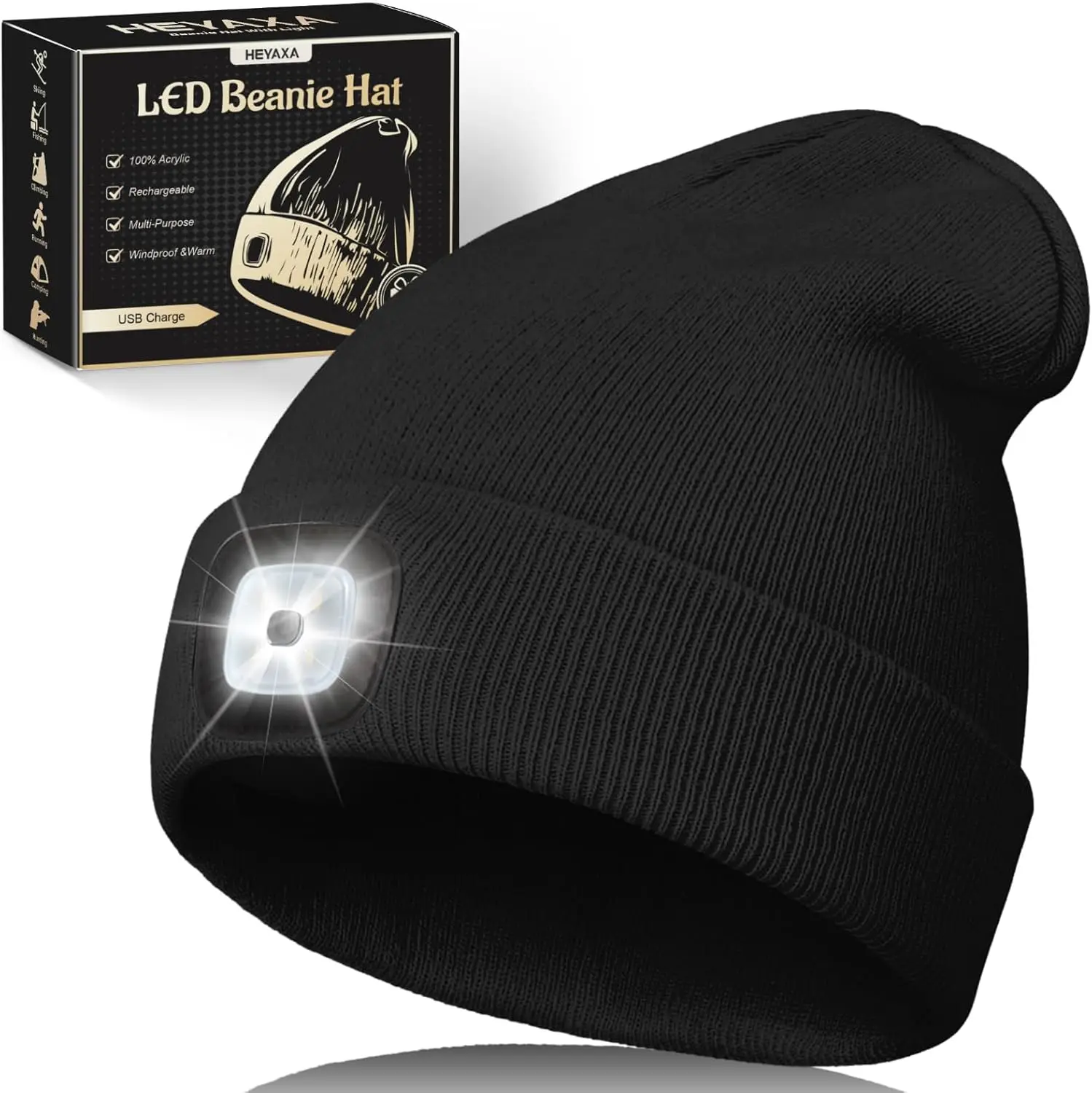

Перезаряжаемая светодиодная шапка унисекс, вязаная шапка с подсветкой для мужчин и женщин, идея рождественского подарка для папы, подростков, взрослых