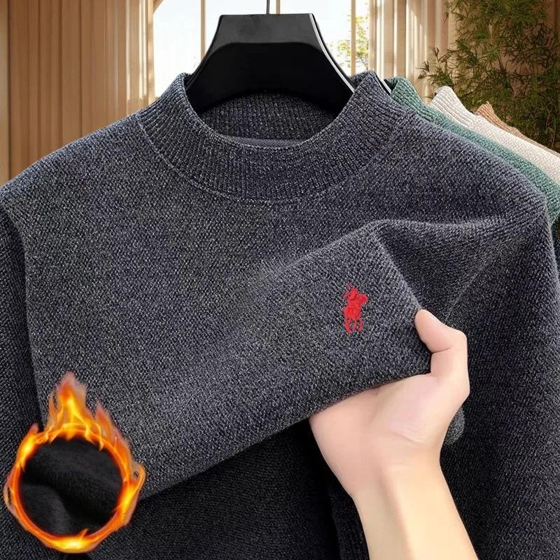 

Высококачественный мужской брендовый классический вязаный удобный свитер с вышивкой Paul, осенне-зимний модный новый бархатный теплый свитер с длинными рукавами