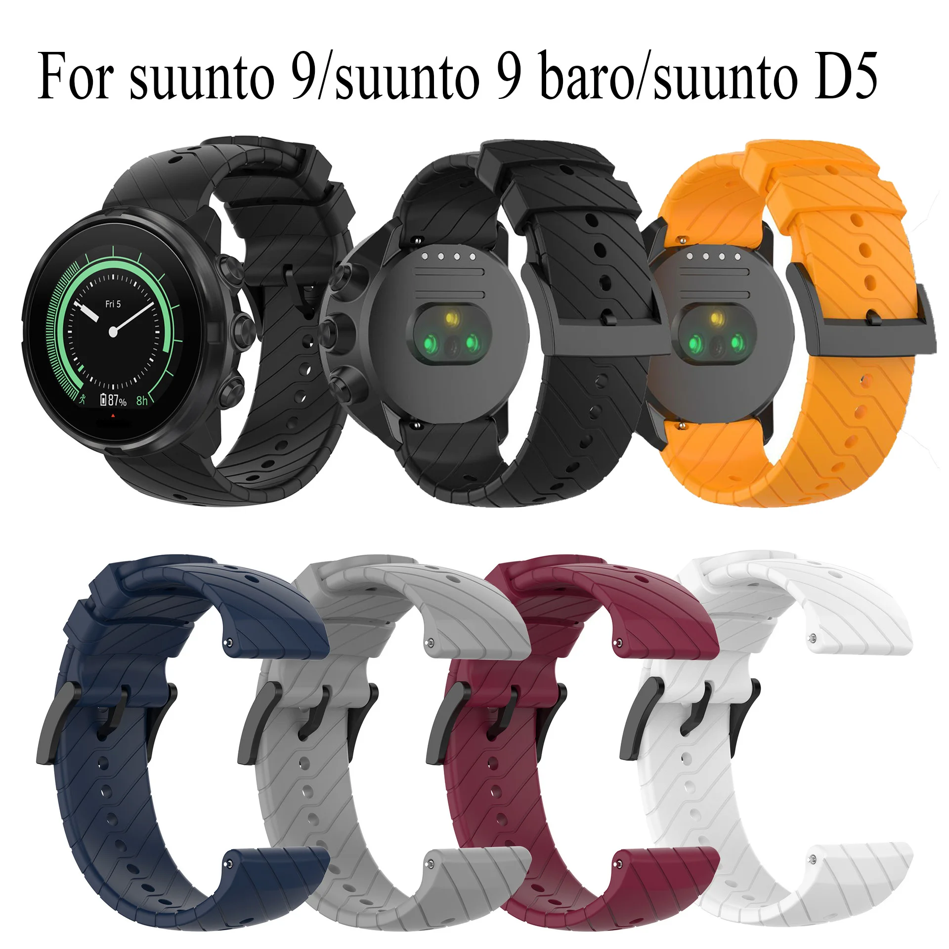 

Silicone Strap for suunto 9 baro smart Watch Replacement Bracelet For Suunto 7 D5 Spartan Sport Wrist HR Fossil Q Hybrid Correa