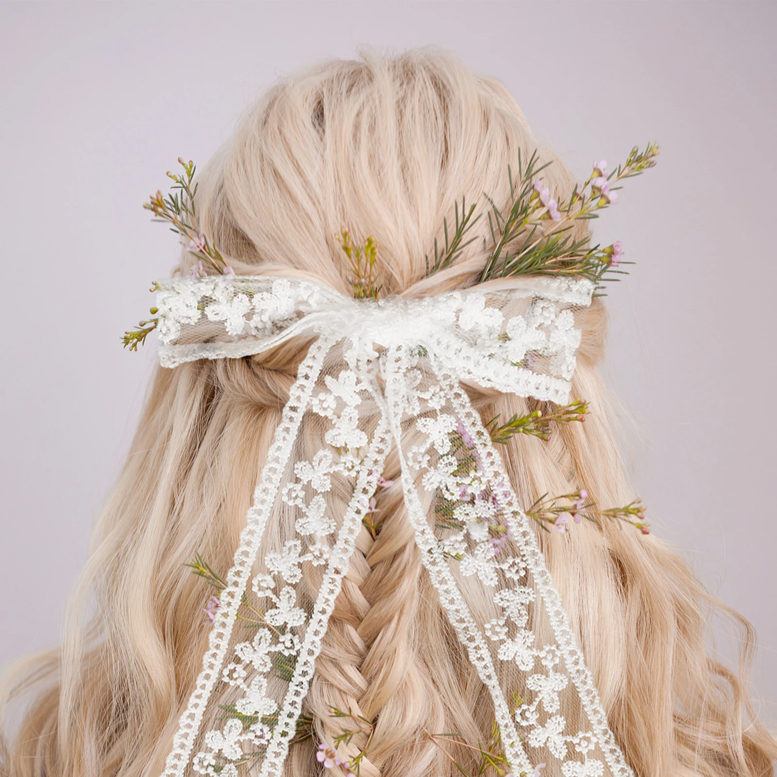 

2Pcs Lace Ribbon Bow Hair Accessories Smooth Durable Barrette For Long Short Straight Curly Hair
