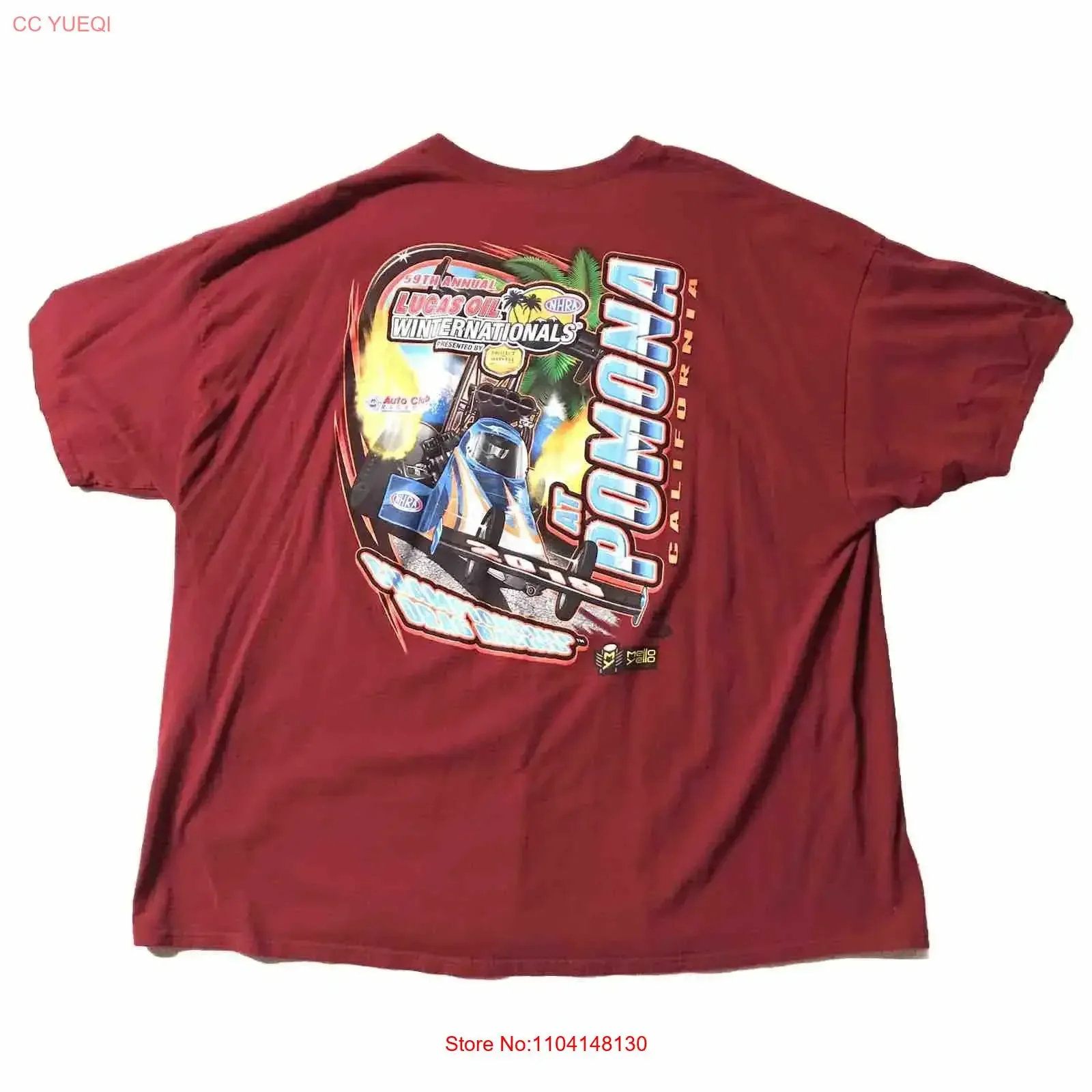 Camiseta del 59º Lucas Oil Winternationals 2018, talla 4XL, estilo vintage de Pomona, lavada, transpirable, a la moda, con gráfico estampado ligeramente elástico