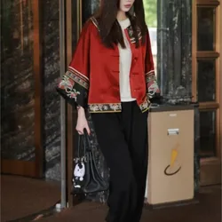 New Chinese style to wear a unique chic Zen red embroidered coat