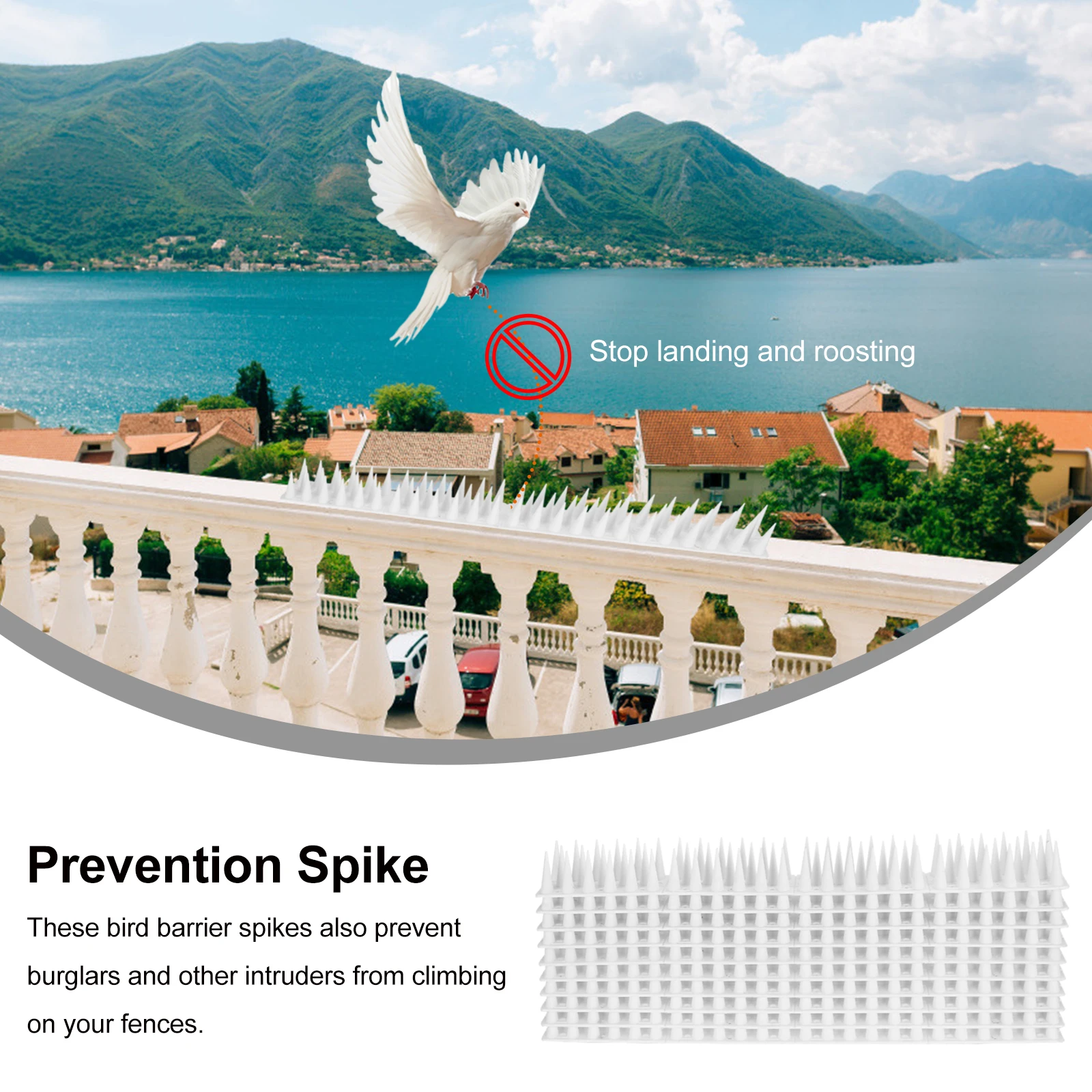 

10 Sets Bird Thorn Barrier Spikes Kit Plastic Fence to Dig Control Weatherproof