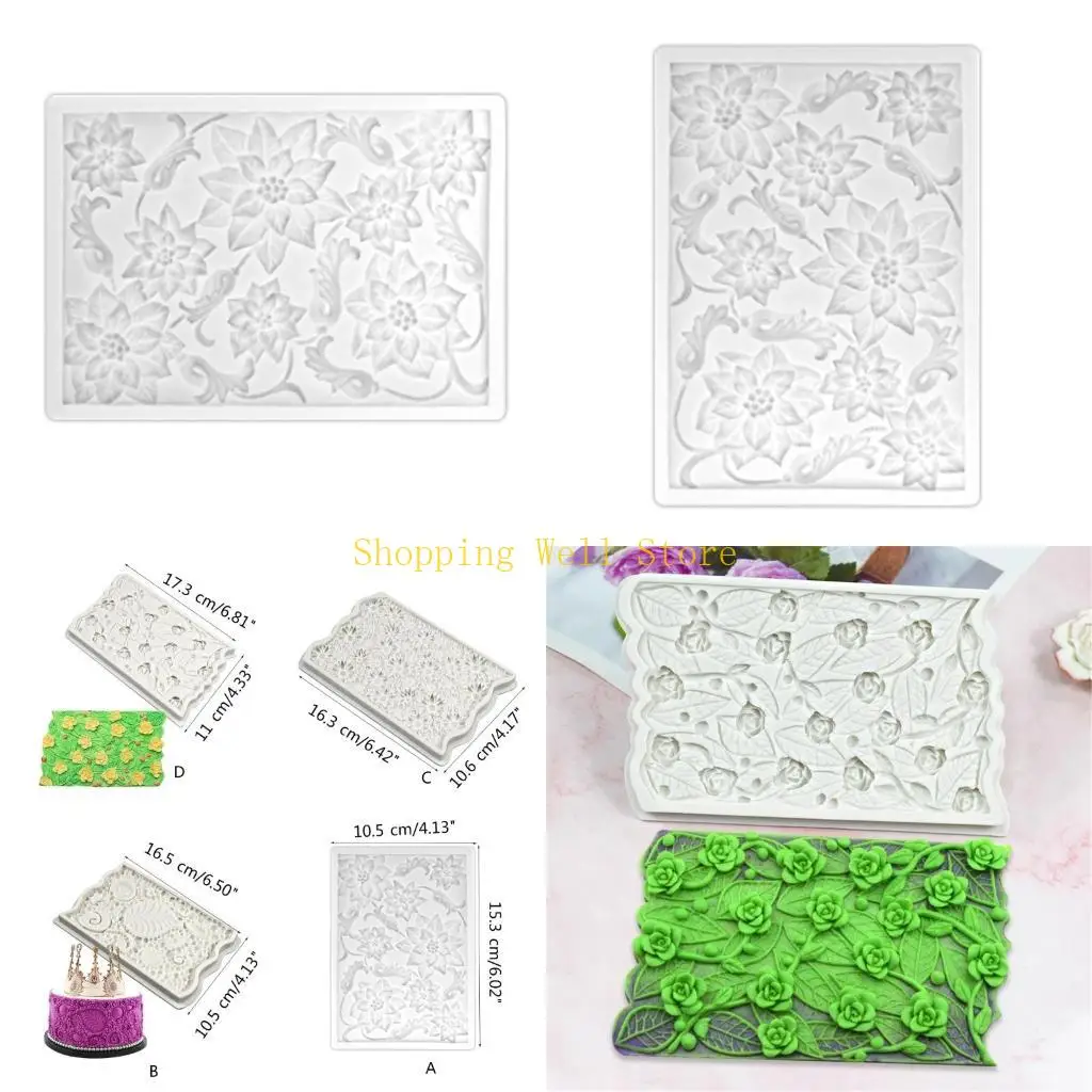 

KX4B Flower Leaf Pattern Mold Cake Decorating Tool for Making Fondant Cake Durable