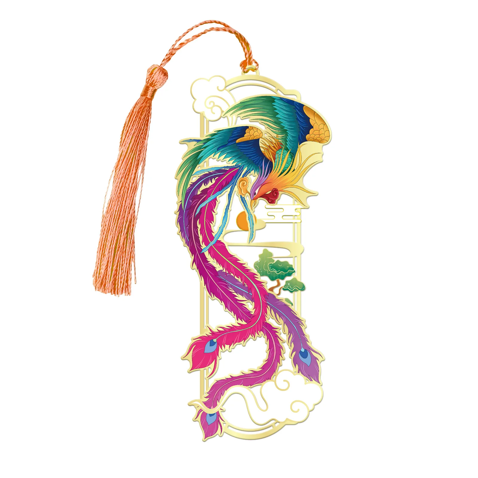 New Chinese Style Retro Bookmark With Tassel Creative Metal Hollow Dragon Phoenix Koi Crane Book Clip Souvenir Gift for Students