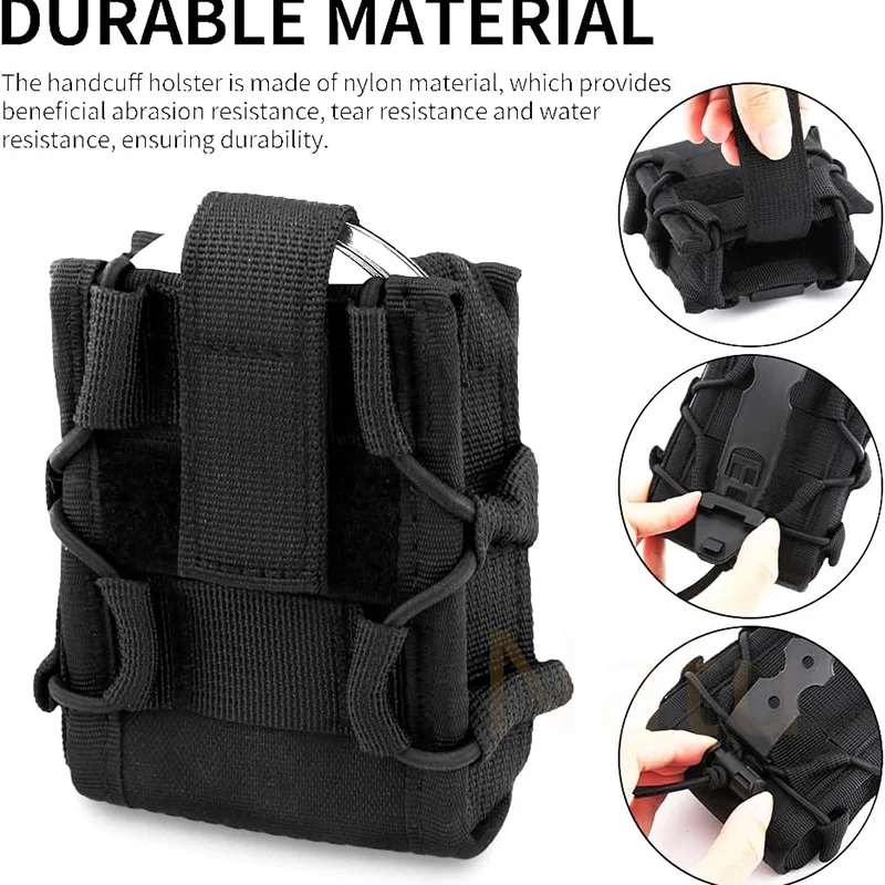 Tactical Molle Handcuff Holster Pouch for Duty Belt Case Fit Asp Hinged /Chain/ Folding Rigid Handcuff Holder Police Accessories