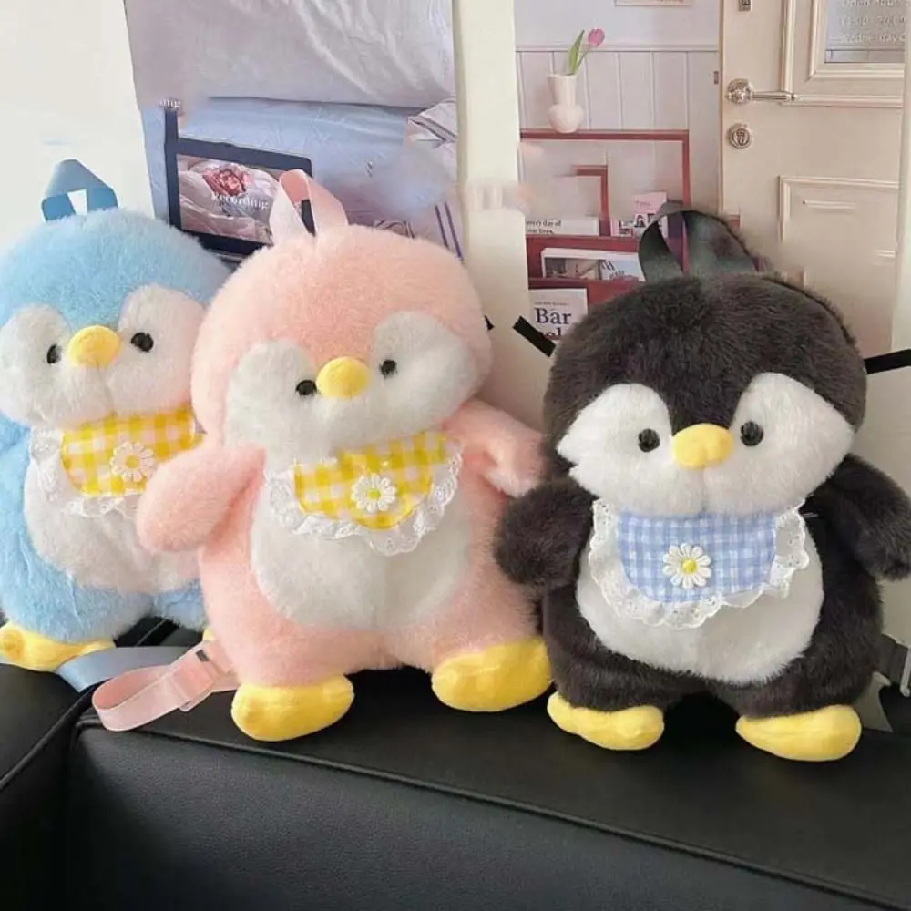 

Creative Plush Toy Apron Penguin Backpack Doll Large Capacity Children School Bag JK Lolita Plush Animal Shoulder Bag Students