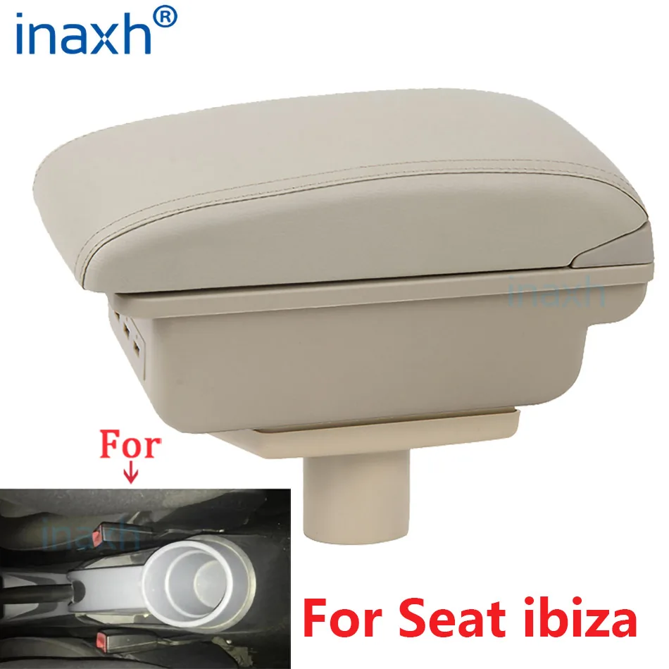 For Seat ibiza Armrest box Ibiza 6j Ibiza 6L central Store content Storage box with cup holder ashtray products with USB