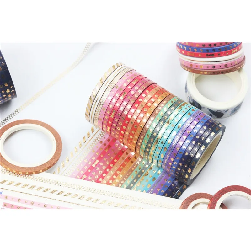 Stars Washi Tape Decorative Adhesive Tape School Journal Supplies Gold Foil Scrapbooking Kawaii Stationery Masking Tape image 3