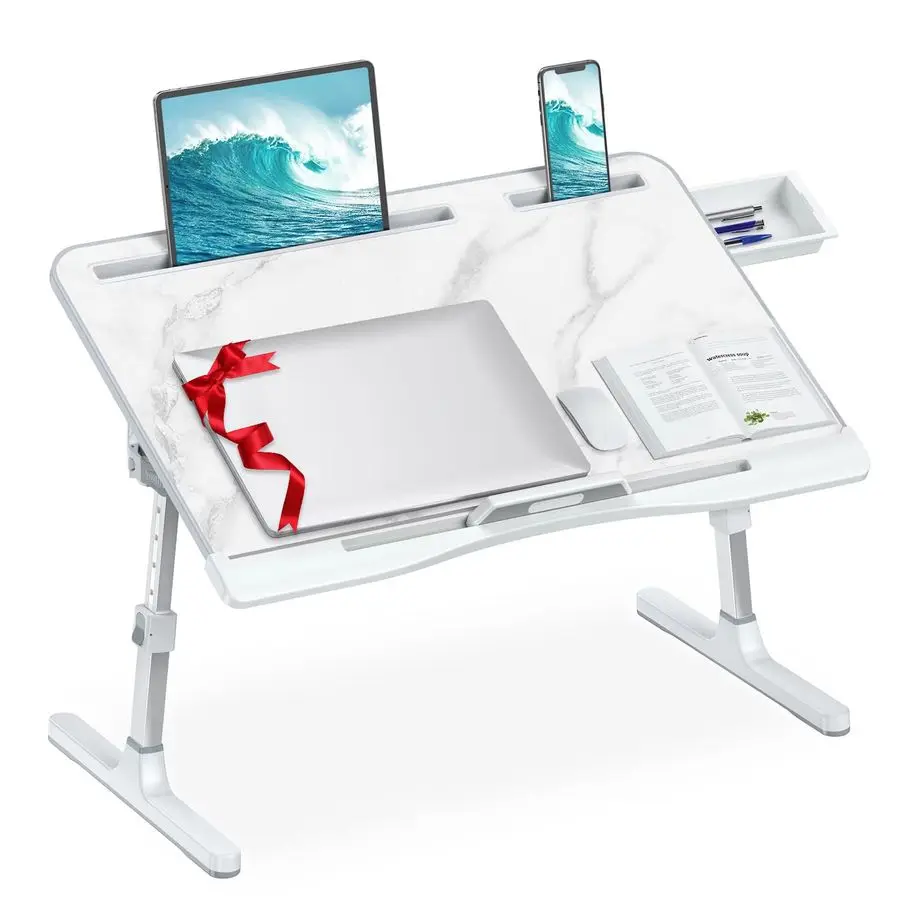 

Кровать-стол, регулируемый стол для ноутбука с выдвижным ящиком, складной поднос для кровати большого размера для кровати, дивана, напольного стола, письменного рабочего чтения