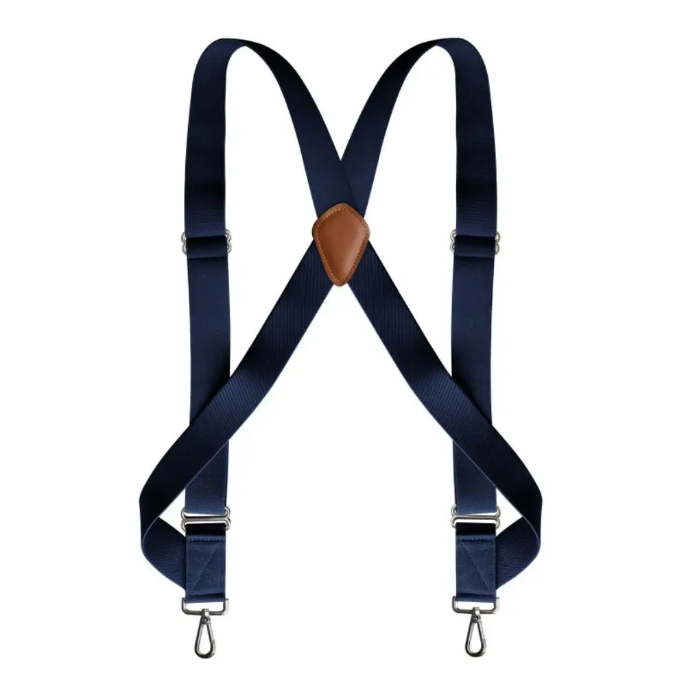 Suspender Retro Kasual untuk Pria Gaya Inggris Klip Logam Suspender Kulit Aksesoris Jas Klip Suspender Anti-selip Pria