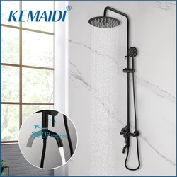KEMAIDI Shower faucet Set Matte Black Triple Function with Adjustable Hand Sprayer and Tub Spout Outdoor Bathroom Shower Fixture