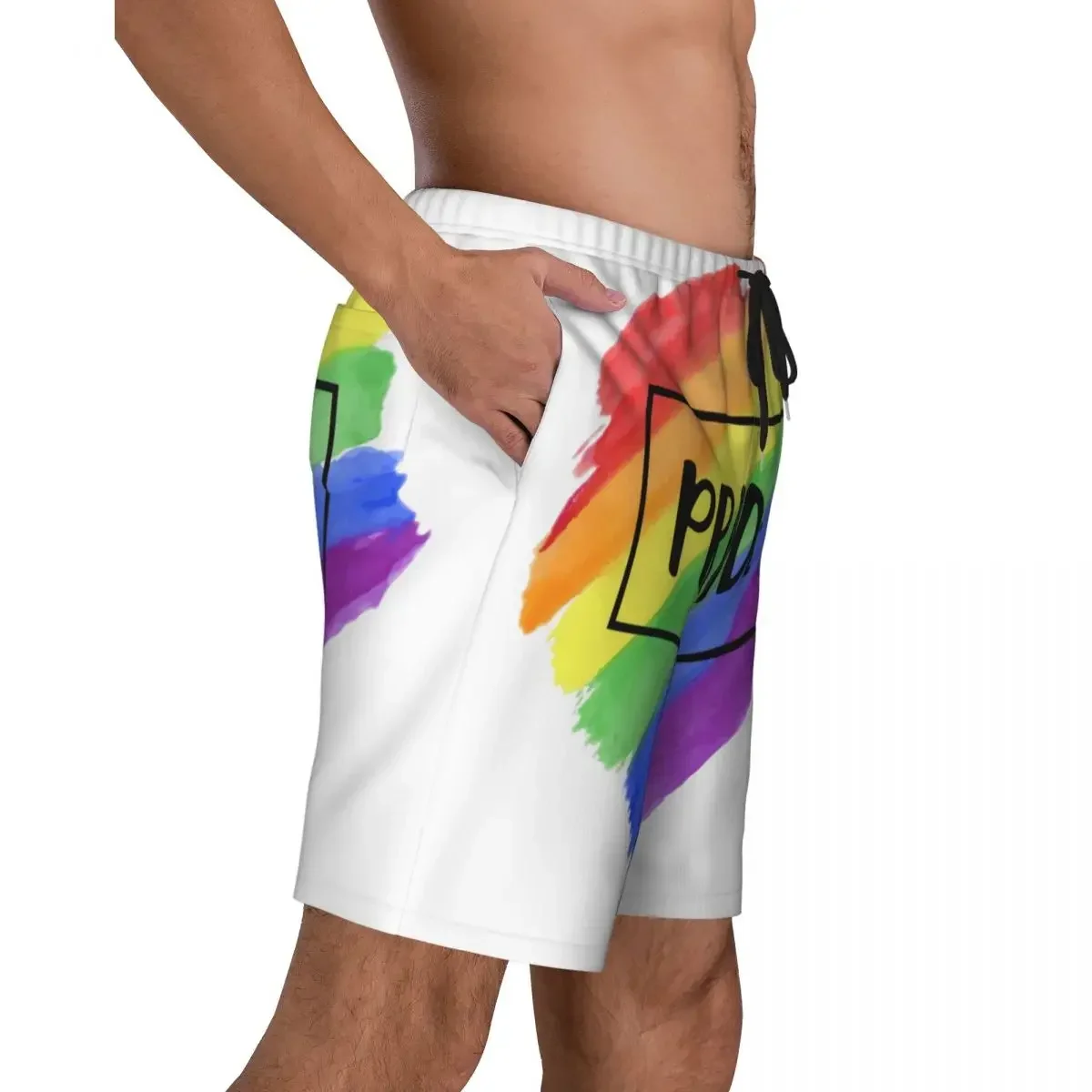 Rainbow LGBT Pride Men Swim Trunks Beachwear Quick Dry Beach Board Shorts Gay Lesbian Swimming Boardshorts