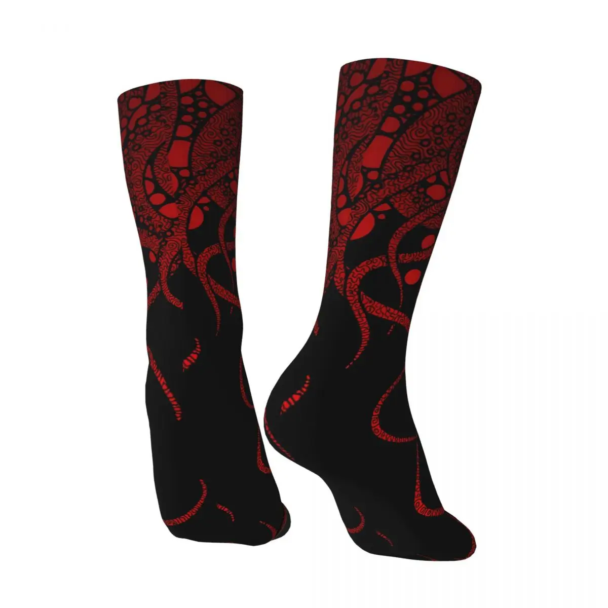 1 Pair Funny Happy RedOn Black Vintage Harajuku Tentacles Hip Hop Novelty Seamless Crew Crazy Sock