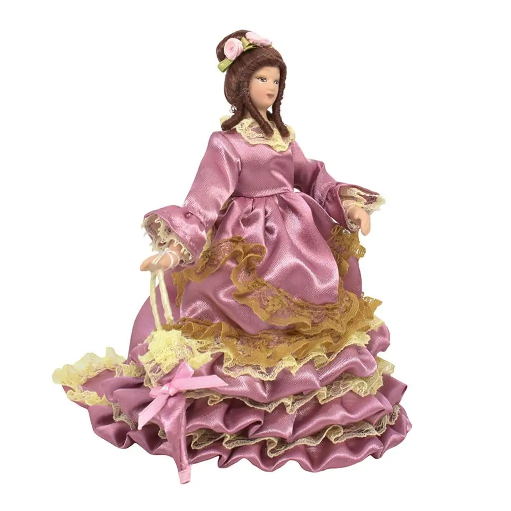 Modelo de pessoas de boneca de casa de bonecas 1/12, vestir, decoração de cenas