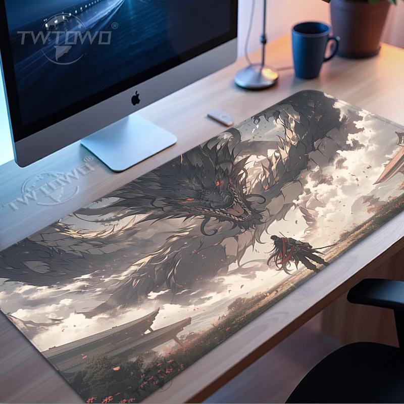 Samurai Dragon Anime Mouse Pad Gaming printon demand New Home Mousepad XXL Desk Mats Natural Rubber Desktop Mouse Pad