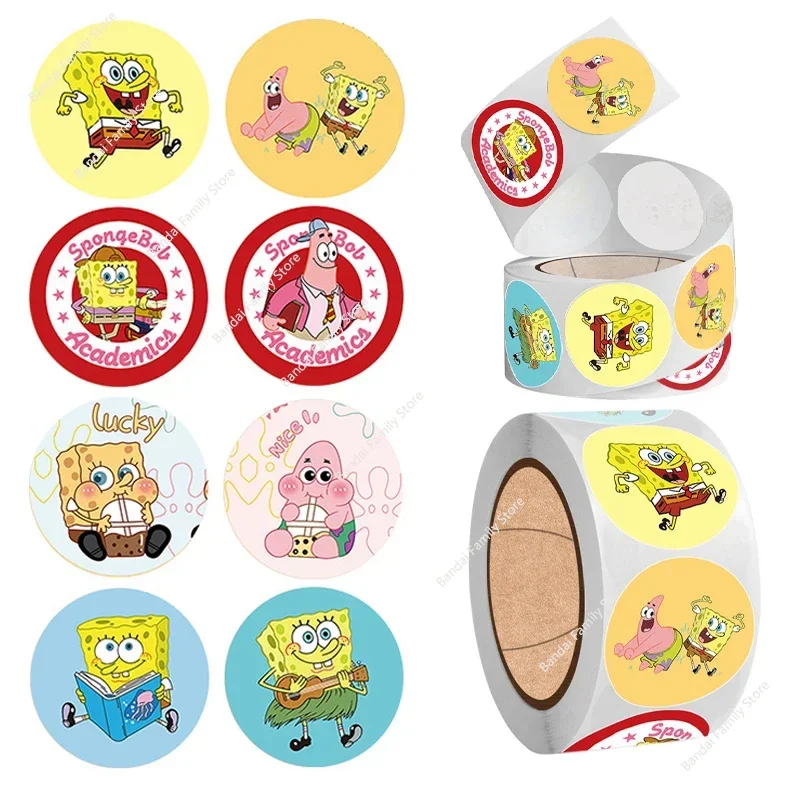 500pcs SpongeBob Children Anime Sticker Cute Kids Motivational Stickers Wedding Stickers Labels Envelope Seals Gift Decorations