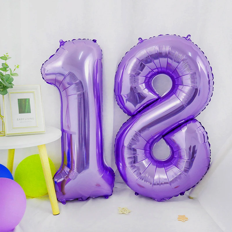 32 Zoll lila digitale Folienballon Nummer 0 1 2 3 4 5 6 7 8 9 Luftballons Babyparty Geburtstagsfeier Hochzeit Dekoration Lieferungen – Detail 3