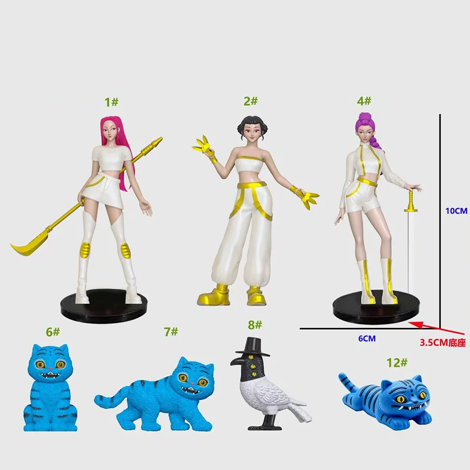 7-9個/セット KPOP デモンハンターズ アクションフィギュア おもちゃ デルピーズ タイガー ルミ ミラ ゾイ サッシ フィギュア ドール ファン向けギフト 4種類のおもちゃギフト
