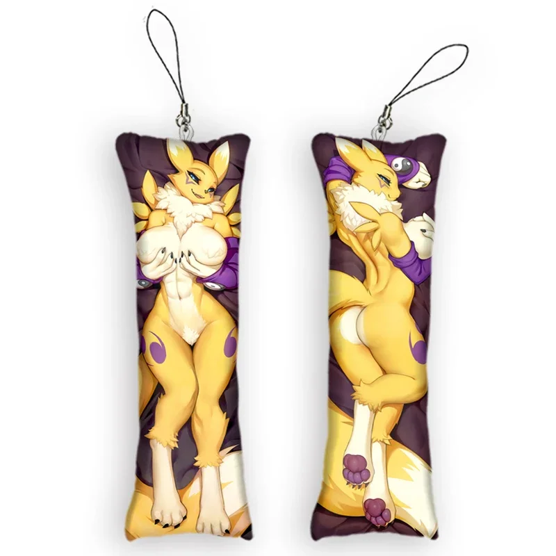 Mini Pendant Cute 2 Sides Print Hanging Ornament Anime Small Pillow Pendants Xmas Gift Cartoon Keychain Renamon Dakimakura