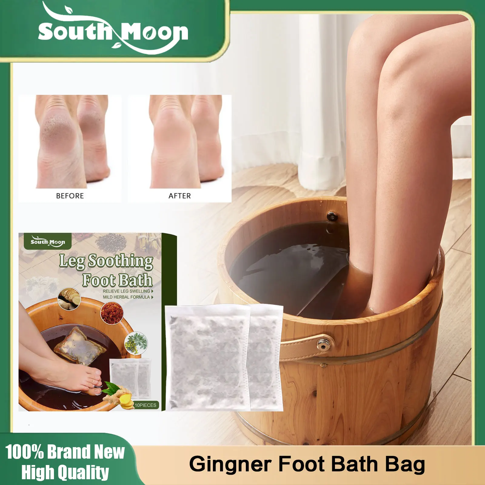 

Ginger Foot Bath Bag Promote Blood Circuit Relieve Leg Pain Fatigue Swelling Improve Sleep Body Detox Dehumidification Foot Care