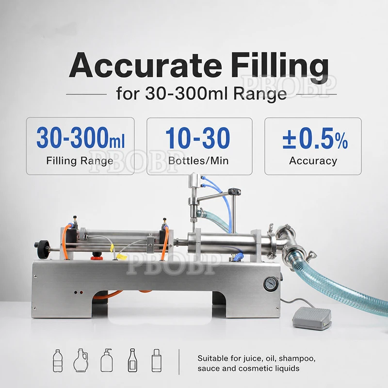 PBOBP Automatic Liquid Filler Electrical Conveyor Single Head High Precision Heat Resistance Filling Machine