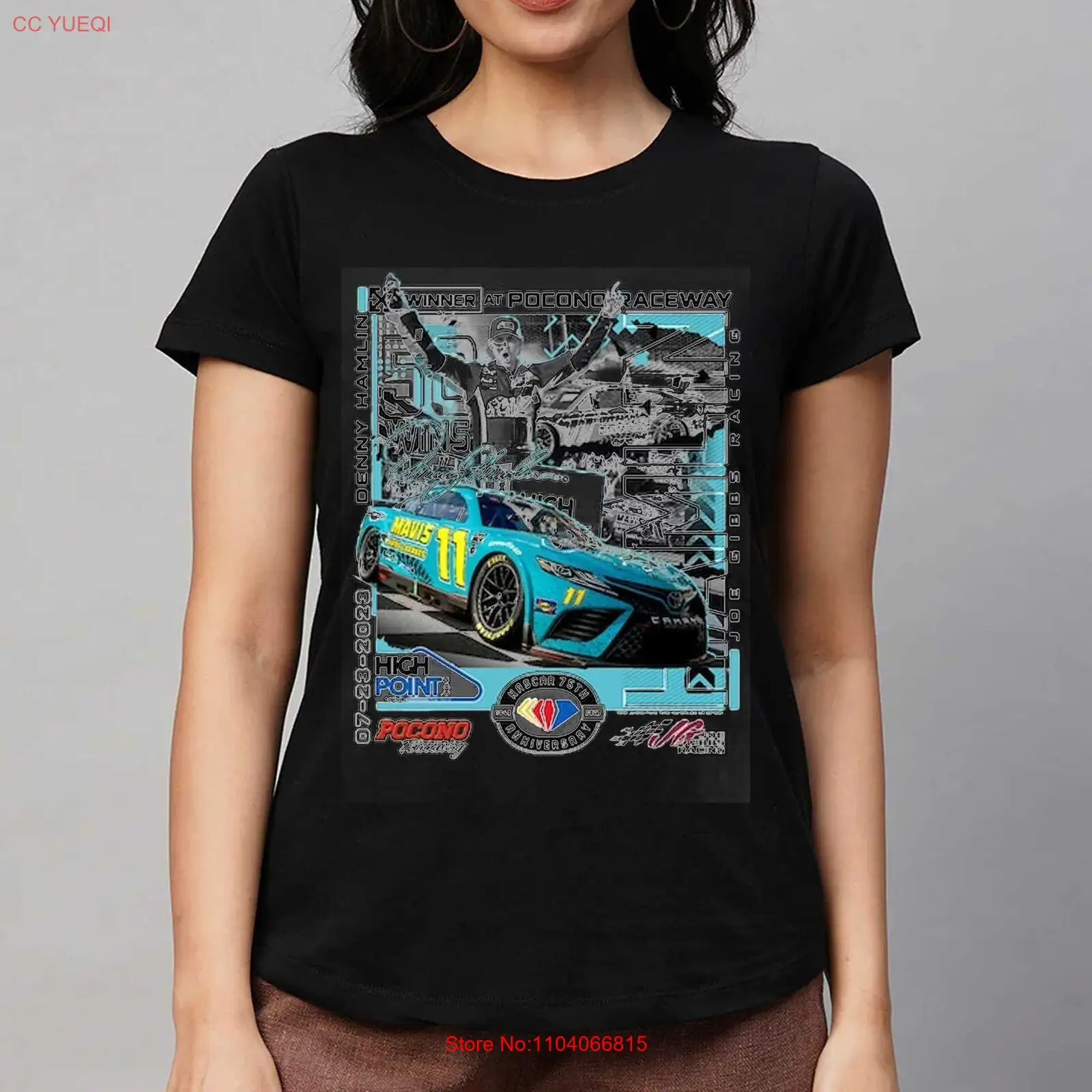 Denny Hamlin Checkered Flag Sports 2023 400 Race Winner T-shirt