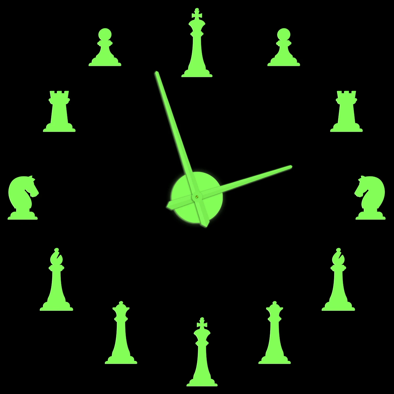 

Chess Game Glowing Wall Clock Pieces King Bishop Knight Pawn Parlor Game Luminous DIY Stickers Watch Chessman Chess Player Gifts