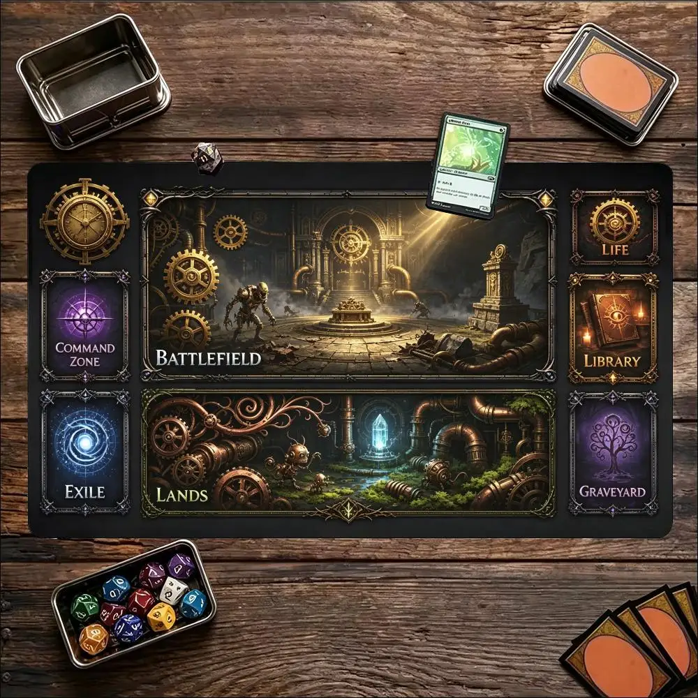 Extended Gaming Mousepad Antique Golden Ornate Mystic Stitched Edge Non-Slip Base Keyboard Mat for Laptop Office TCG Playmat