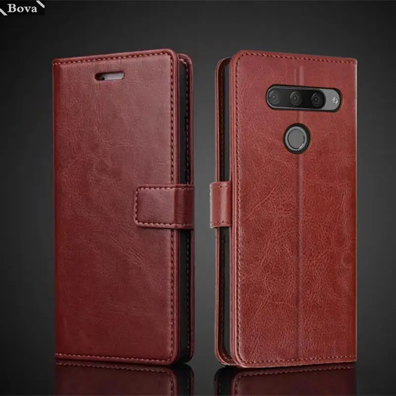 Para LG V40 tarjetero Pu Funda de cuero para LG V40 ThinQ Flip Cover Retro cartera bolsa equipada funda de negocios Fundas Coque