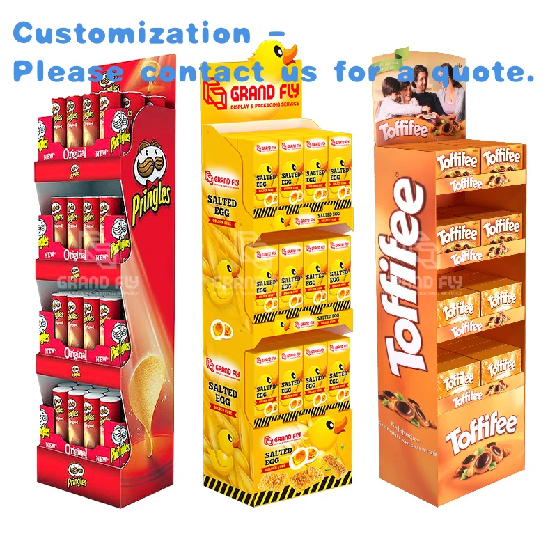 

custom.Custom Snacks Cardboard Display Stand Nuts Bread Display Rack Candy Food Chocolate Potato Chips Corrugated Cardboard Disp