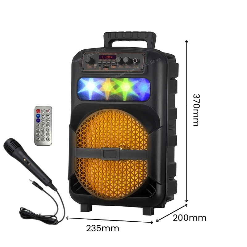 

1200W 8-inch Outdoor Loud Wireless Portable Bluetooth Speakers With Mic LED Colorful Light Outdoor Stereo Bass Karaoke Soundbox