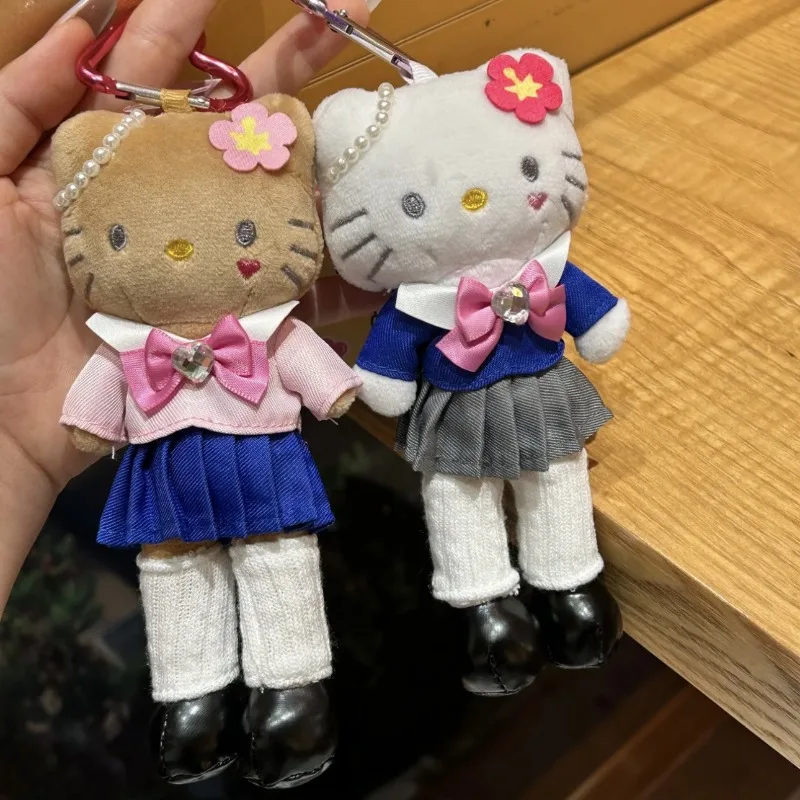 Nuevo Llavero de Peluche Hello Kitty de Pierna Larga para Uniforme Universitario, Bonito Colgante de Muñeca KT para Bolso, Adorno de Peluche Suave de Moda, Regalo