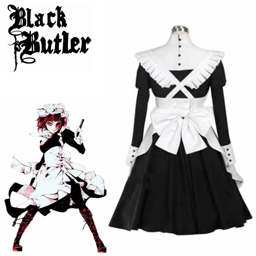 Anime Black Butler Cosplay Maid Kuroshitsuji Mey Rin Maid Costume Woman Cosplay Costumes Dress  Apron For Halloween Suit Party