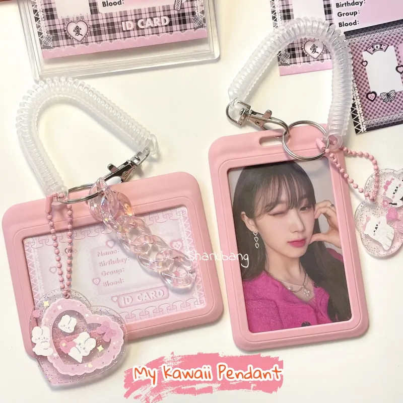 

Sharkbang New Arrival Ins Kawaii ID Credit Bank Bus Card Holder Keychain With Pendant Acrylic Card Protective 3"Case Stationery