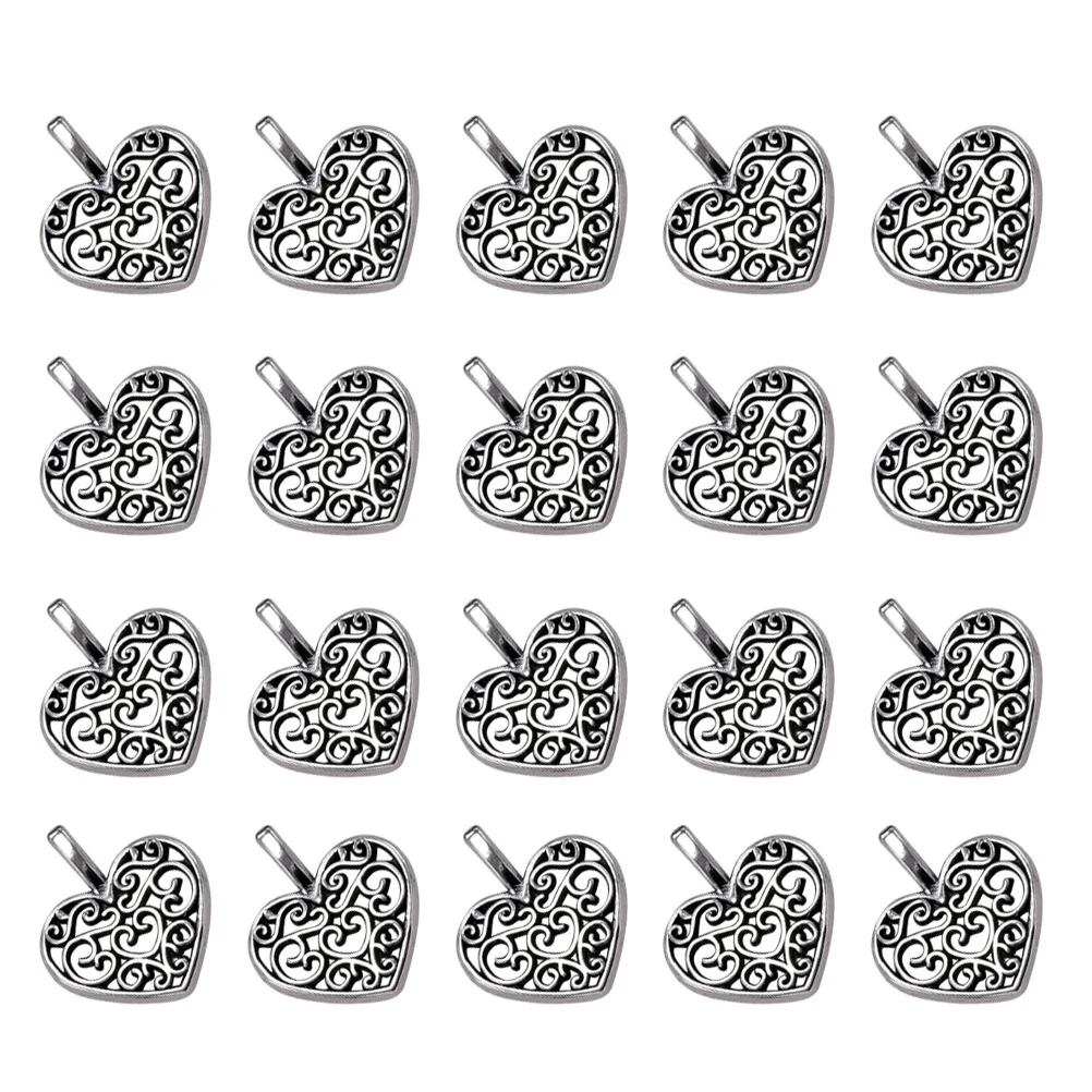 

20Pcs Hollow Out Heart Pendant Alloy DIY Jewelry Charms for Necklace Dangle Craft Accessories DIY Pendant Charms