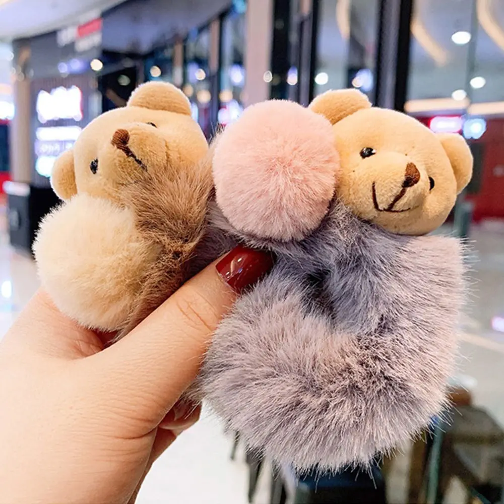 أزياء الفتيات Scrunchie جميل الدب مطاطا الشعر حبل الأربطة المطاطية إكسسوارات الشعر حامل ذيل حصان #3