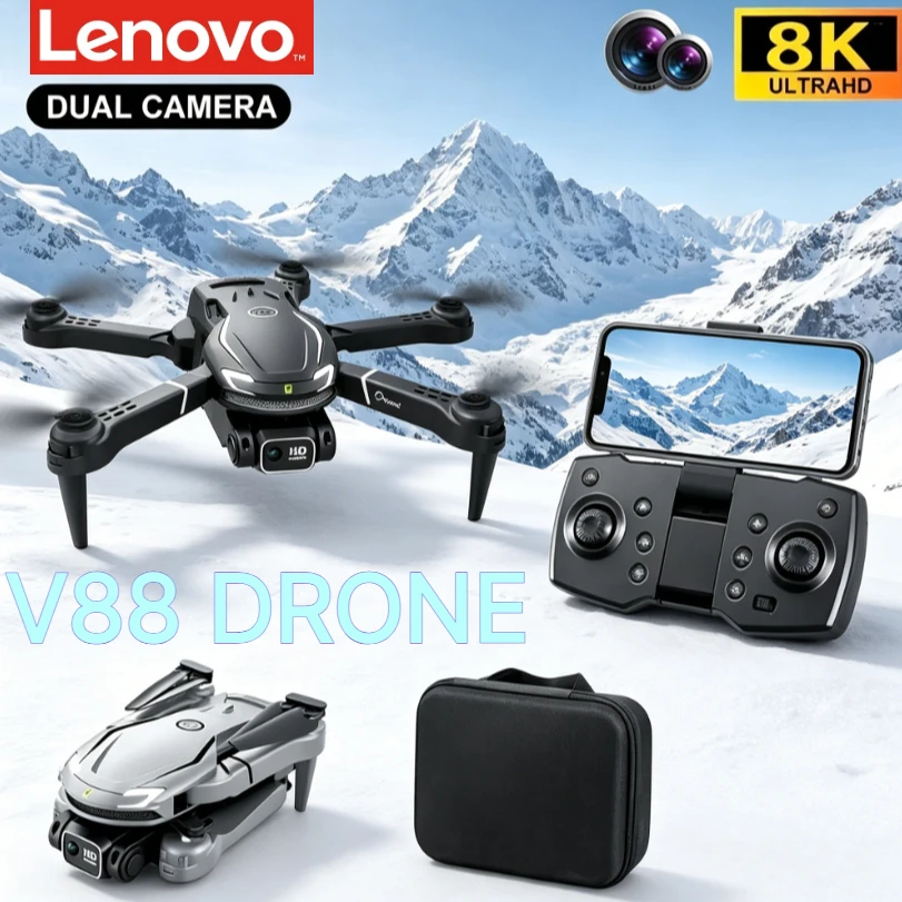 2026 New Lenovo V88 Professional GPS Drone 8K HD Dual Camera 5G WIFI FPV RC Foldable Quadcopter UAV Aircraft Toy