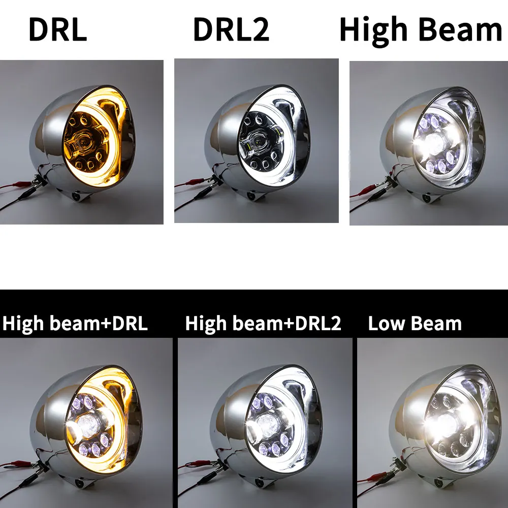 

5.75 Inch Motorcycle LED Bullet Headlight For Harley Yamaha Kawasaki Honda Touring Bobber Chopper Custom Cafe Racer Applications