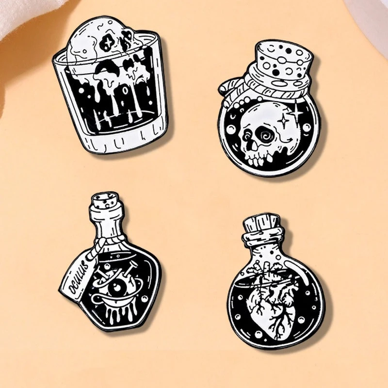 Creative Halloween Horror Punk Gothic Skull Heart Metal Brooch Pin Badge For Diy Clothing Bags Hat