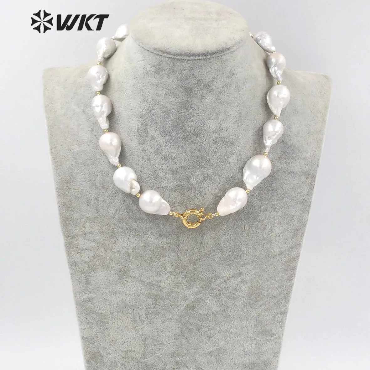 WT-JN184 Gorgeous Natural Baroque Pearl Amazing Precious With Gold Plated For Women Precious Birthday Presents